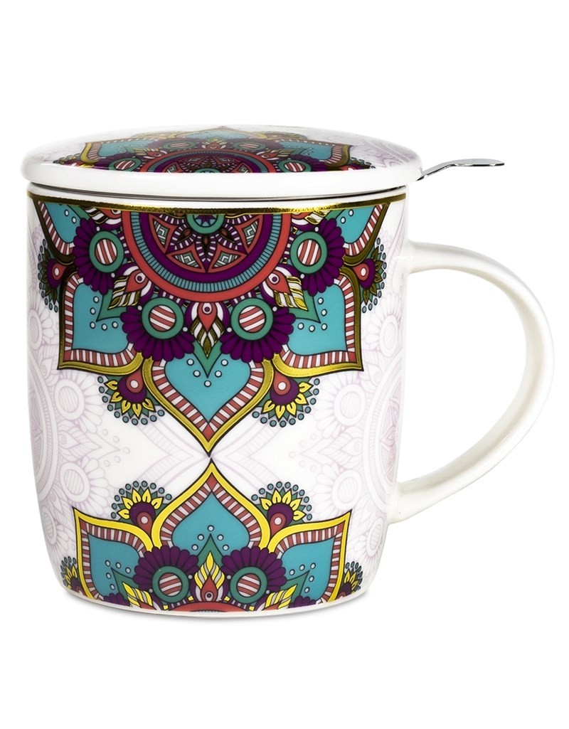 Tasse à thé mug infuseur Mandala turquoise