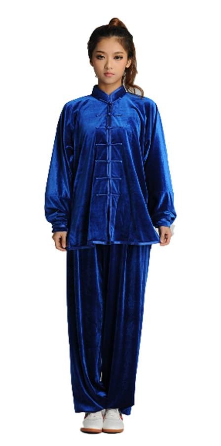 kimono taichi en velours de coton Bleu roi
