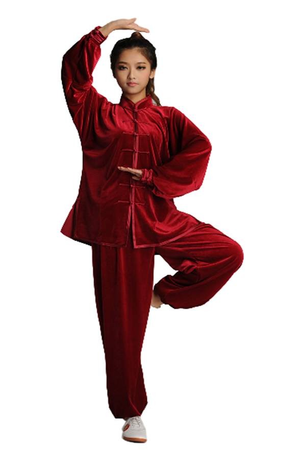 kimono taichi en velours de coton Rouge