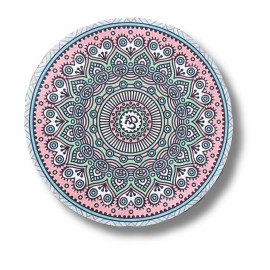 Tapis rond méditation et yoga mandala rose 68 x 68 x 0,3 cm