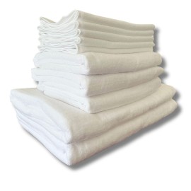 Lot de 10 serviettes de massage 100% coton 440g/m² blanches