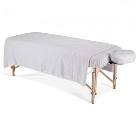 Ensemble flanelle 3 pièces coton pour table de massage blanc