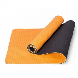 Tapis de yoga antidérapant TPE 183x61x0.5 orange/gris