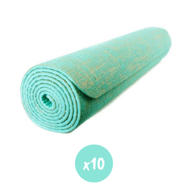 Tapis de yoga jute antidérapant turquoise lot de 10