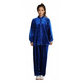 kimono taichi en velours de coton Bleu roi